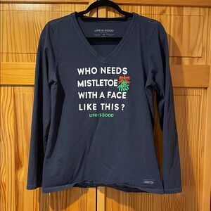 Life Is Good Woman’s Medium Long Sleeve Tee with Festive Print